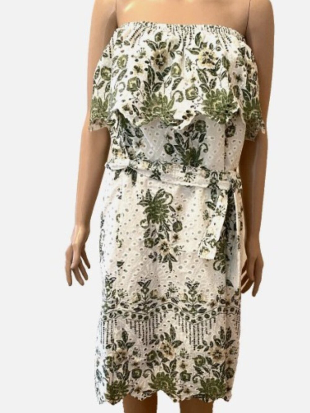 NEW COLLECTIONS Eyelet Dress Off or On Shoulder 100% Cotton Made in Italy Medium